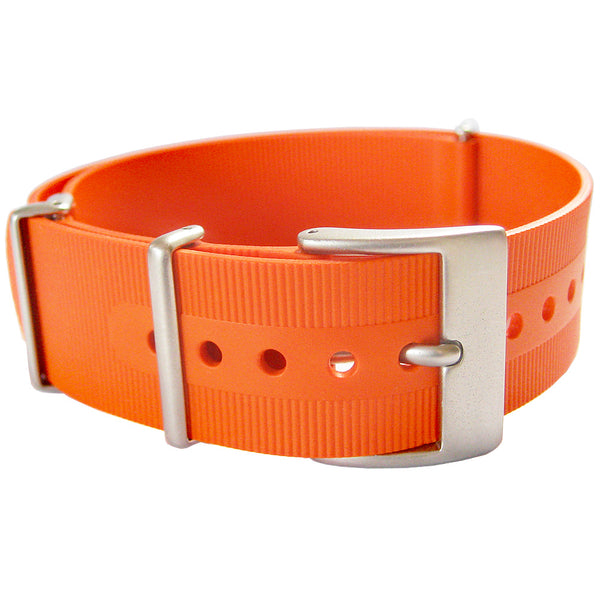 Bonetto Cinturini 328 Orange Rubber Watch Strap - Holben's Fine Watch Bands