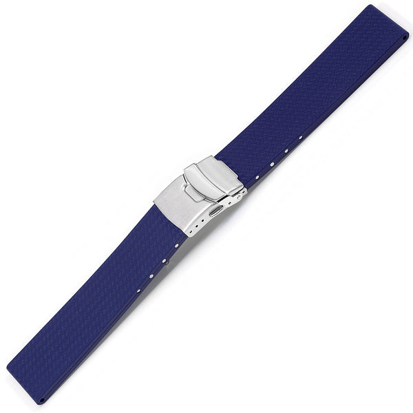 Bonetto Cinturini 400 CT Blue Rubber Watch Strap - Holben's
