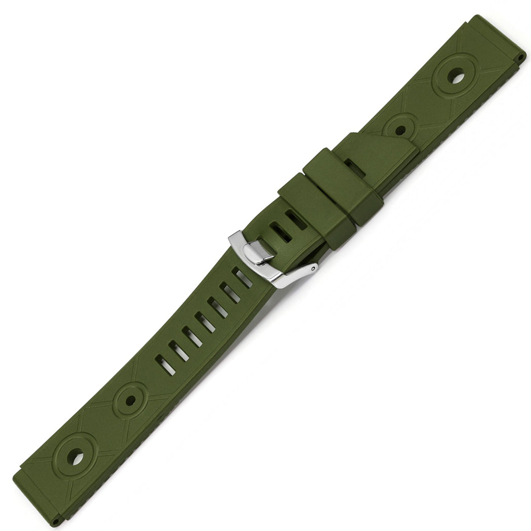 Bonetto Cinturini 281 Verde N Rubber Watch Strap - Holben's Fine Watch Bands