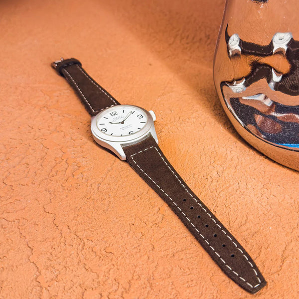 ColaReb Alcantara Vegan Leather Watch Strap Brown - Holben's