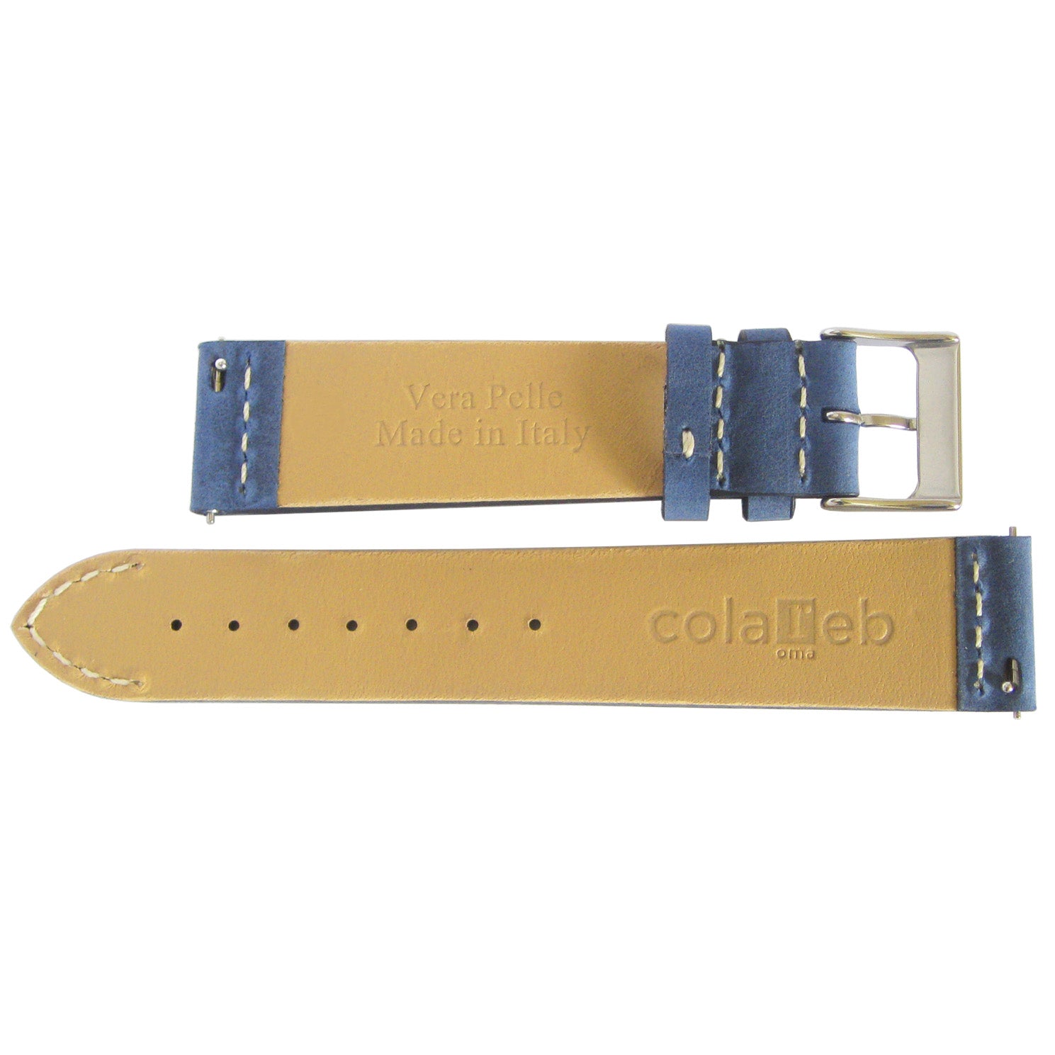 ColaReb Venezia Blue Quick-Release Leather Watch Band Strap