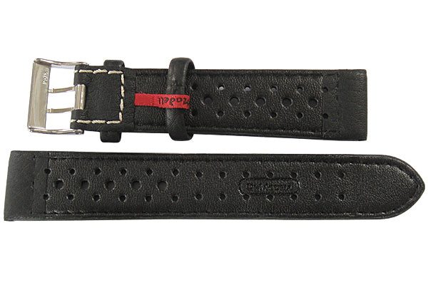 Di-Modell Rallye Black Contrast Stitch Leather Watch Strap-Holben's Fine Watch Bands