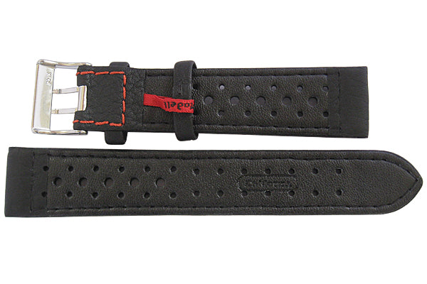 Di-Modell Rallye Black Red Leather Watch Strap-Holben's Fine Watch Bands