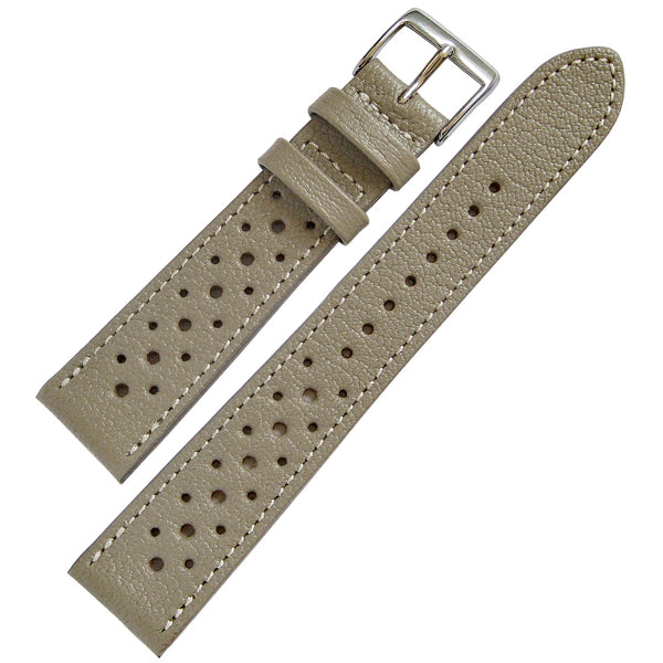 Fluco Biarritz Racing Grey Goatskin Leather Watch Strap | Holben's