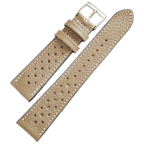 Fluco Biarritz Racing Taupe Goatskin Leather Watch Strap | Holben's