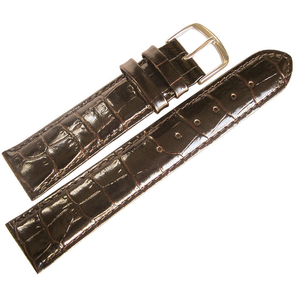Fluco Chiara Brown Crocodile Leather Watch Strap