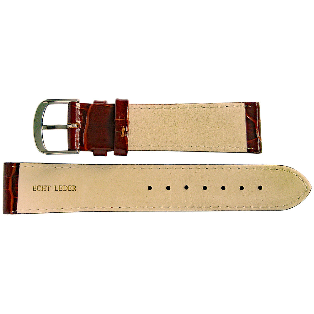 Fluco Chiara Tobacco Brown Crocodile-Grain Leather Watch Strap | Holben's