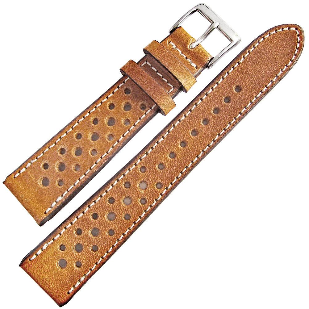 Fluco Dublin Racing Cognac Vegetable-Tanned Horween Leather Watch Strap | Holben's