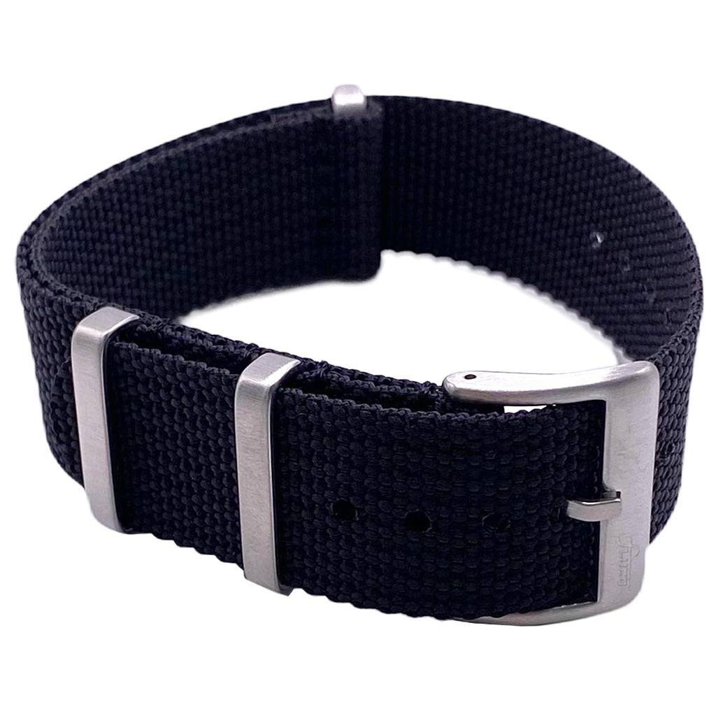 Fluco Field NATO Black Nylon Watch Strap | Holben's