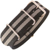 Fluco Military G10 Nylon Watch Strap - Black and Grey Stripe