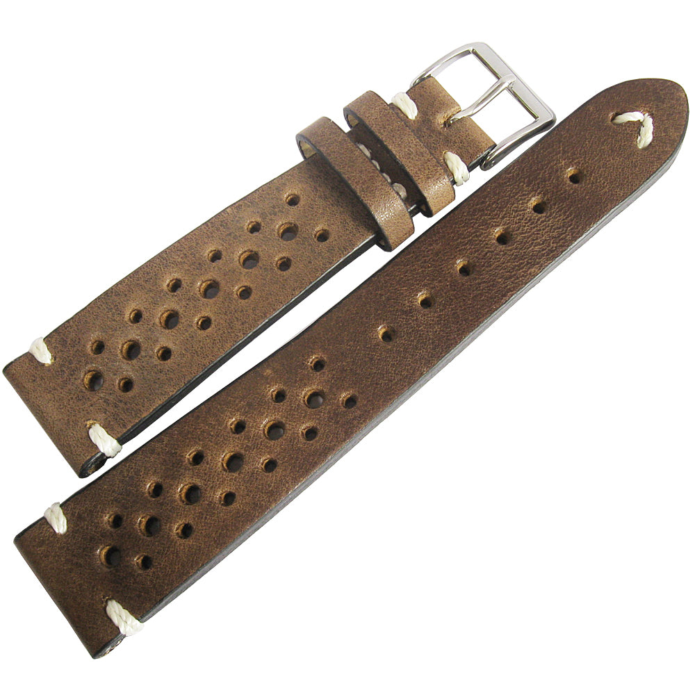 Fluco Hunter Racing Brown Leather Watch Strap-Holben's