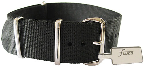 Fluco NATO Black Nylon Watch Strap - Holben's