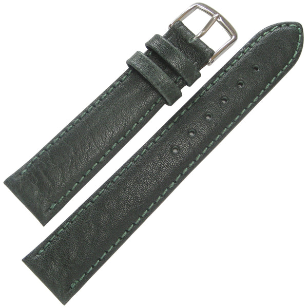 Fluco Record Green Buffalo-Grain Leather Watch Strap | Holben's