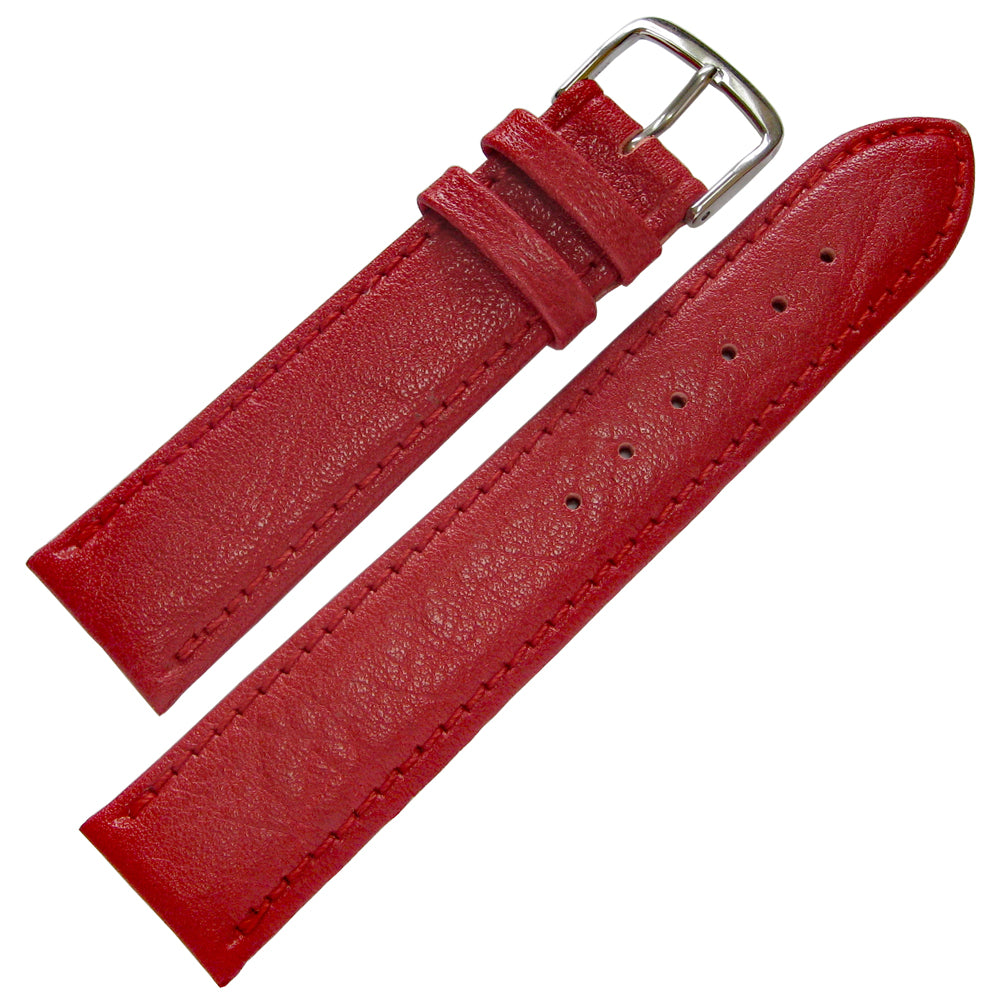 Fluco Record Red Buffalo-Grain Leather Watch Strap | Holben's