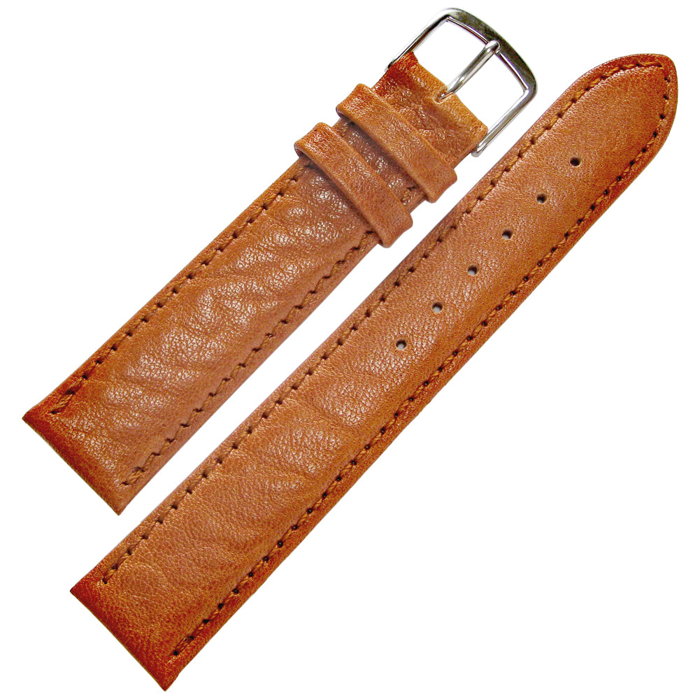 Fluco Record Tobacco Buffalo-Grain Leather Watch Strap | Holben's