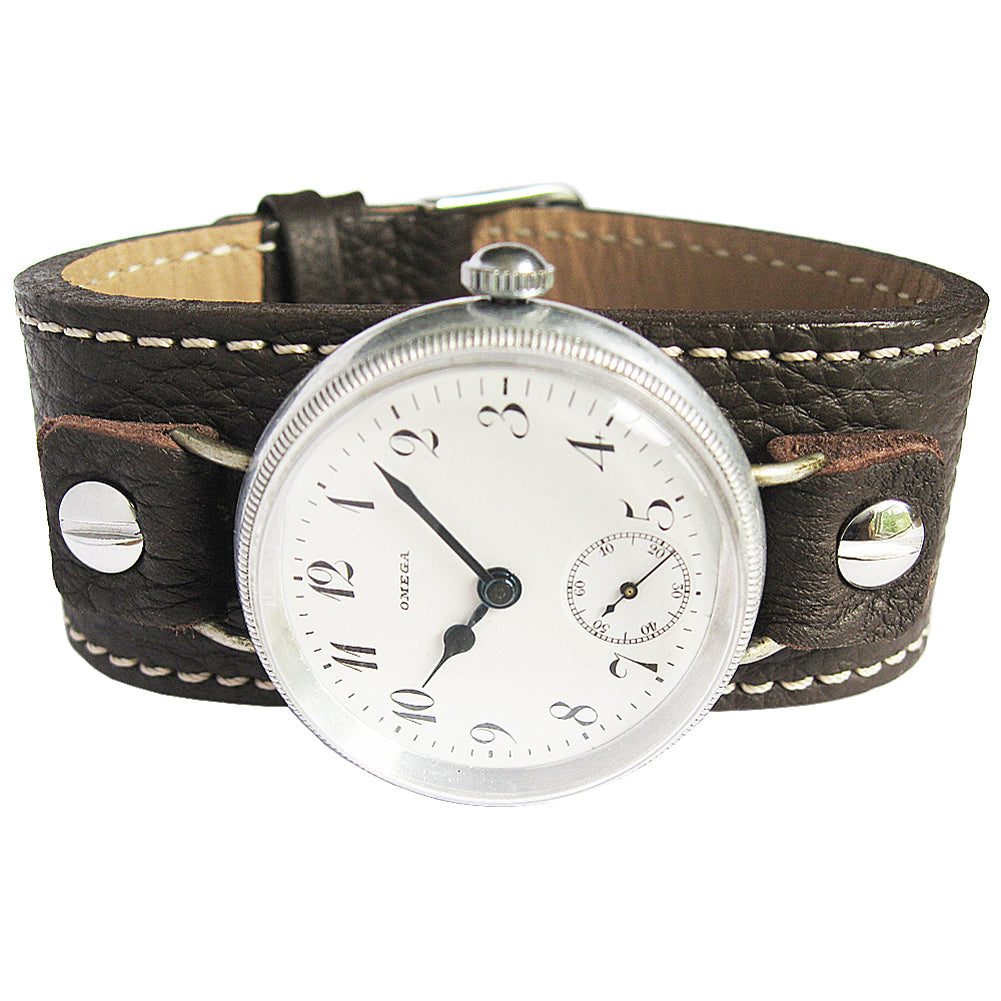 Fluco Vigo Riveted Cuff Brown Leather Watch Strap-Holben's Fine Watch Bands