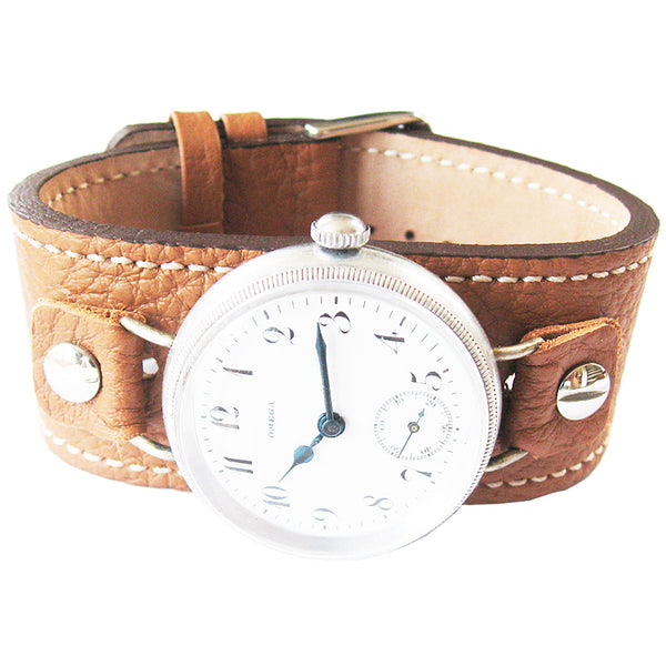 Fluco Vigo Riveted Cuff Tan Leather Watch Strap-Holben's Fine Watch Bands