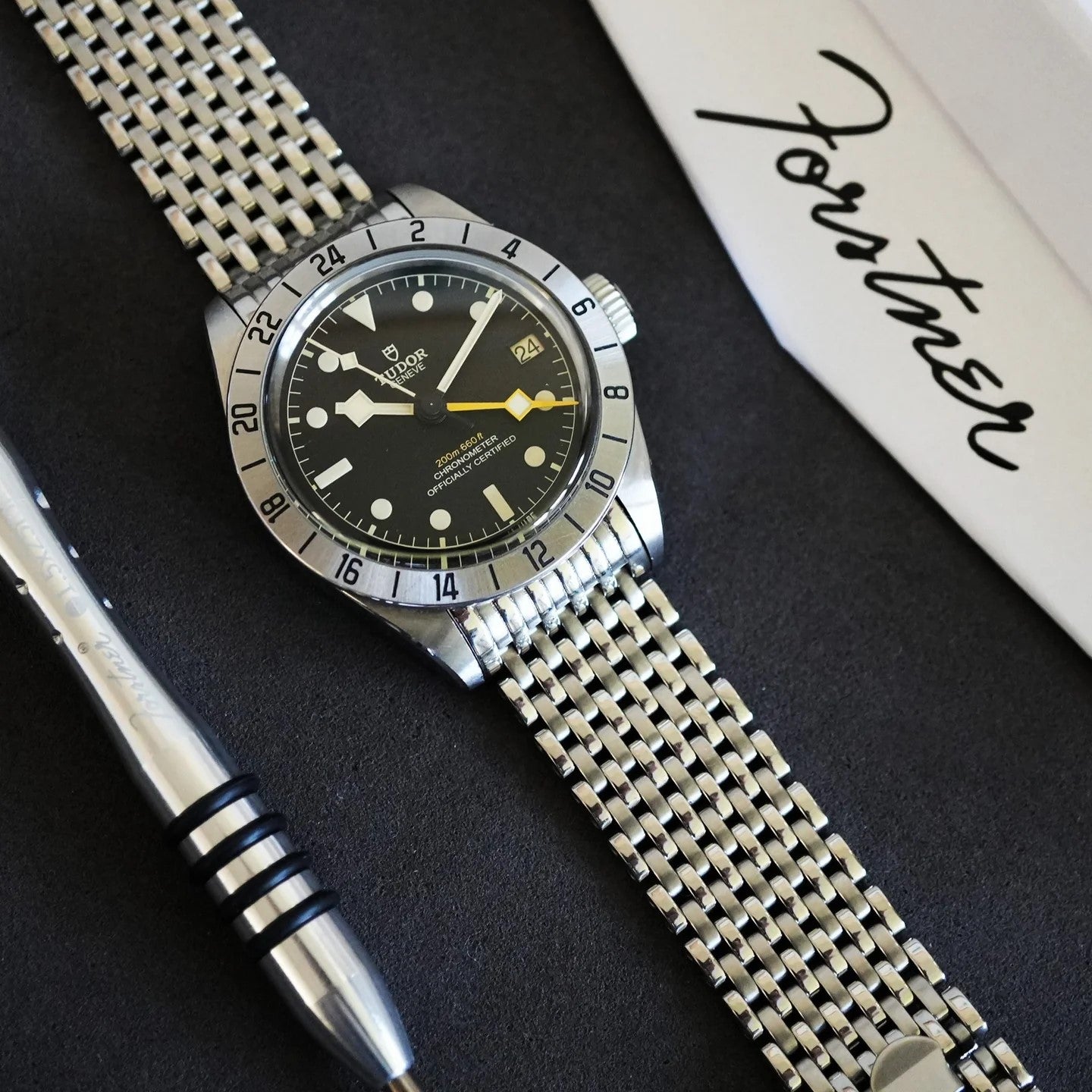 Forstner 11-Row Beads of Rice Watch Bracelet TUDOR Black Bay - Holben's
