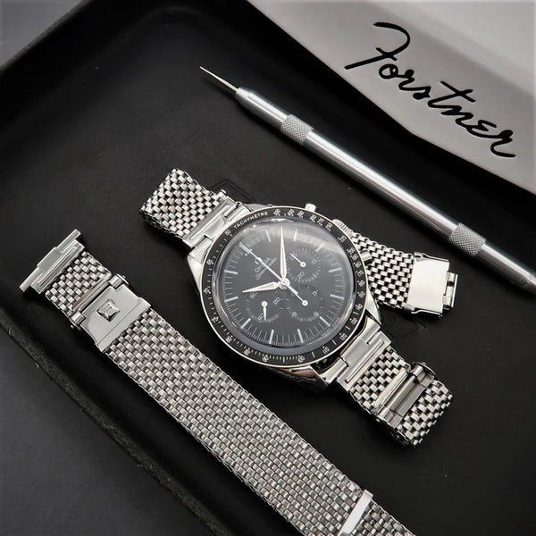 Forstner Komfit Straight-End Stainless Steel Mesh Watch Bracelet - Holben's