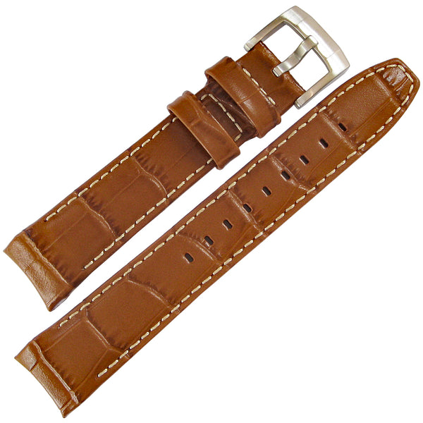 Hadley-Roma MS1022 Tan Curved End Alligator Leather Watch Strap | Holben's
