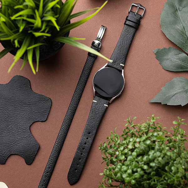 Hirsch Bagnore Black Vegetable-Tanned Leather Watch Strap | Holben's