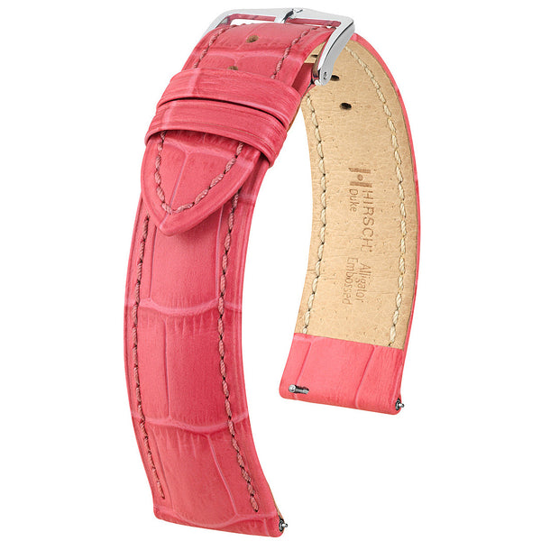 Hirsch Duke Alligator-Grain Leather Pink Watch Strap | Holben's