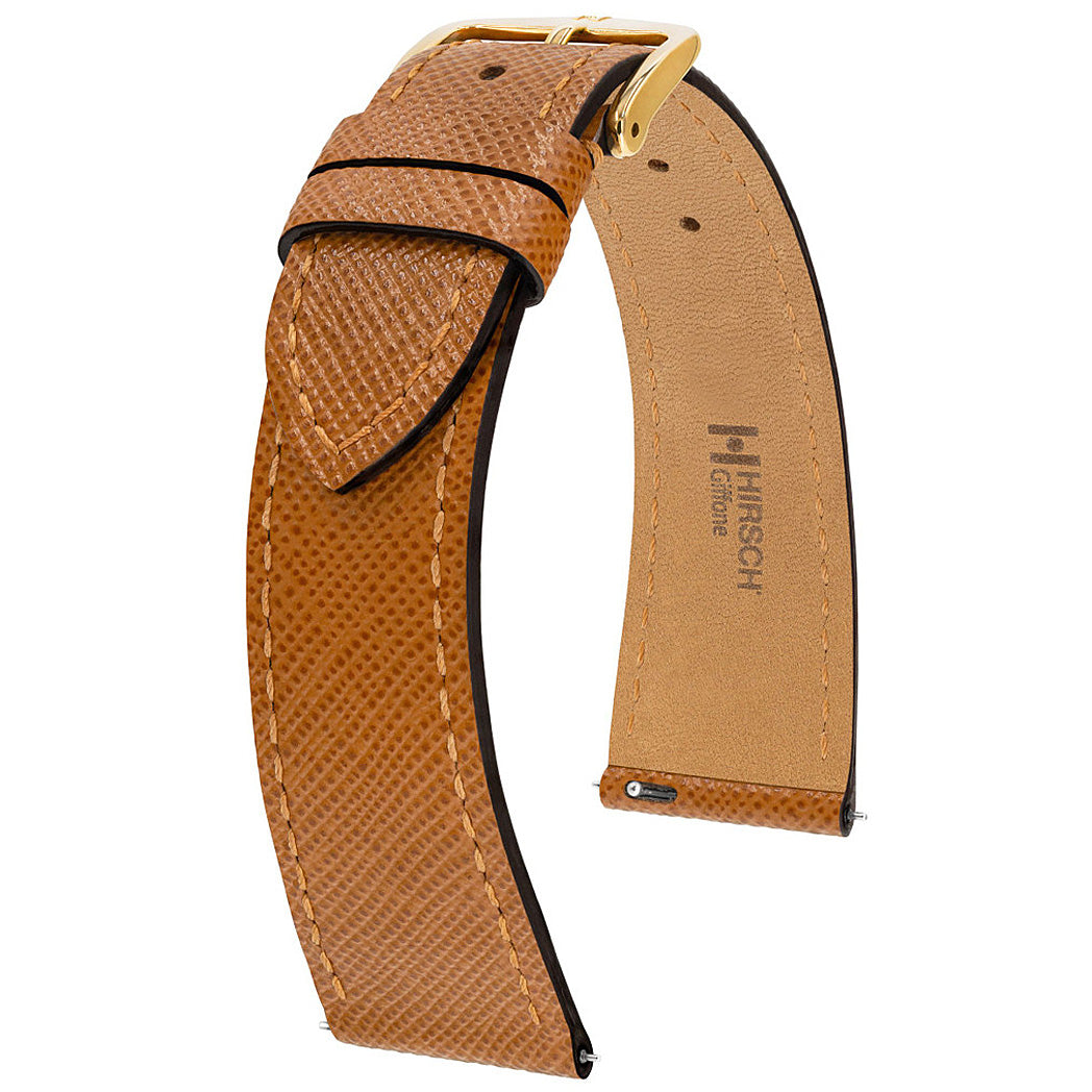 Hirsch Giffone Gold Brown Leather Watch Strap | Holben's