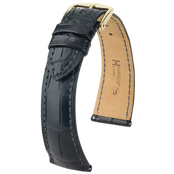 Hirsch London Genuine Alligator Black Leather Watch Strap | Holben's