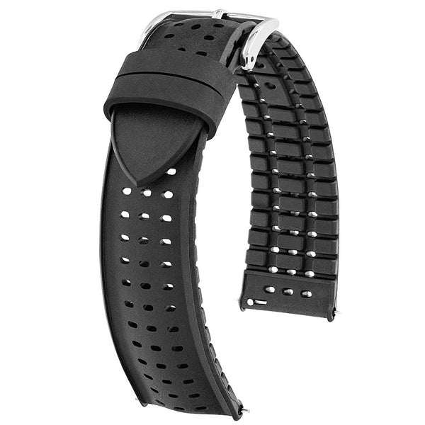 Hirsch Nyad Black Rubber Watch Strap | Holben's