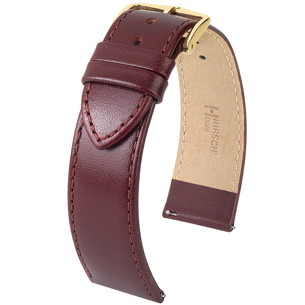 Hirsch Osiris Burgundy Box Leather Watch Strap | Holben's