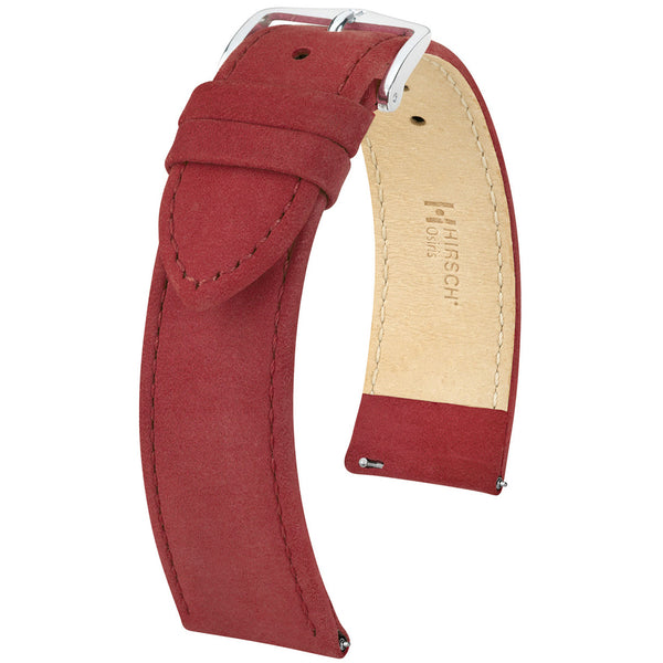 Hirsch Osiris Burgundy Nubuck Leather Watch Strap | Holben's