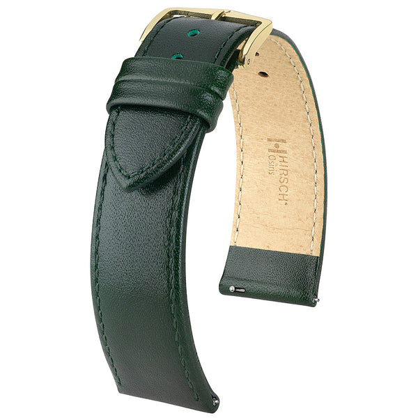 Hirsch Osiris Green Box Leather Watch Strap | Holben's