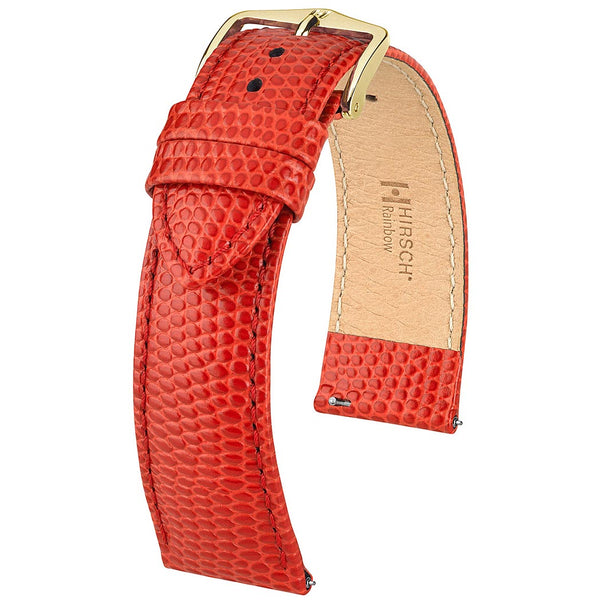 Hirsch Rainbow Red Lizard-Grain Leather Watch Strap | Holben's