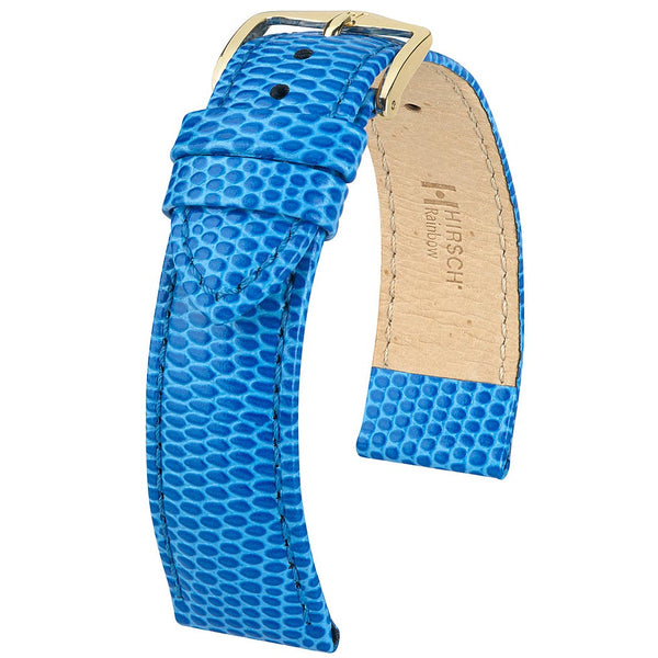 Hirsch Rainbow Royal Blue Lizard-Grain Leather Watch Strap | Holben's