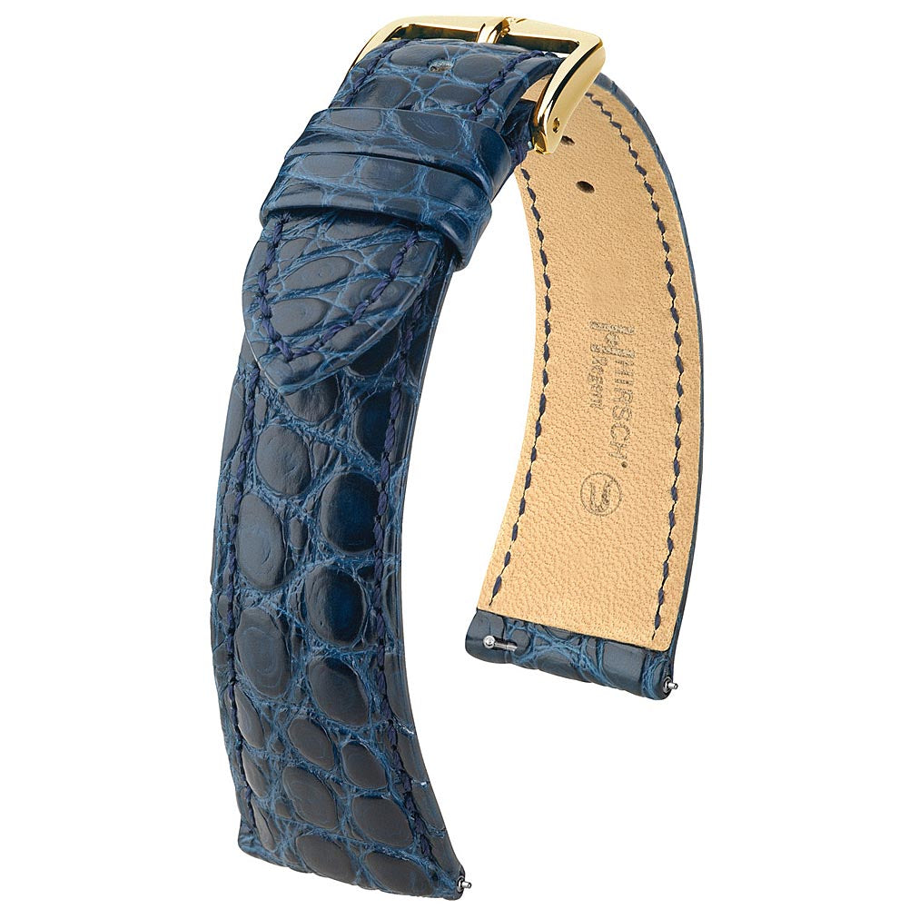 Hirsch Regent Genuine Alligator Blue Leather Watch Strap | Holbens