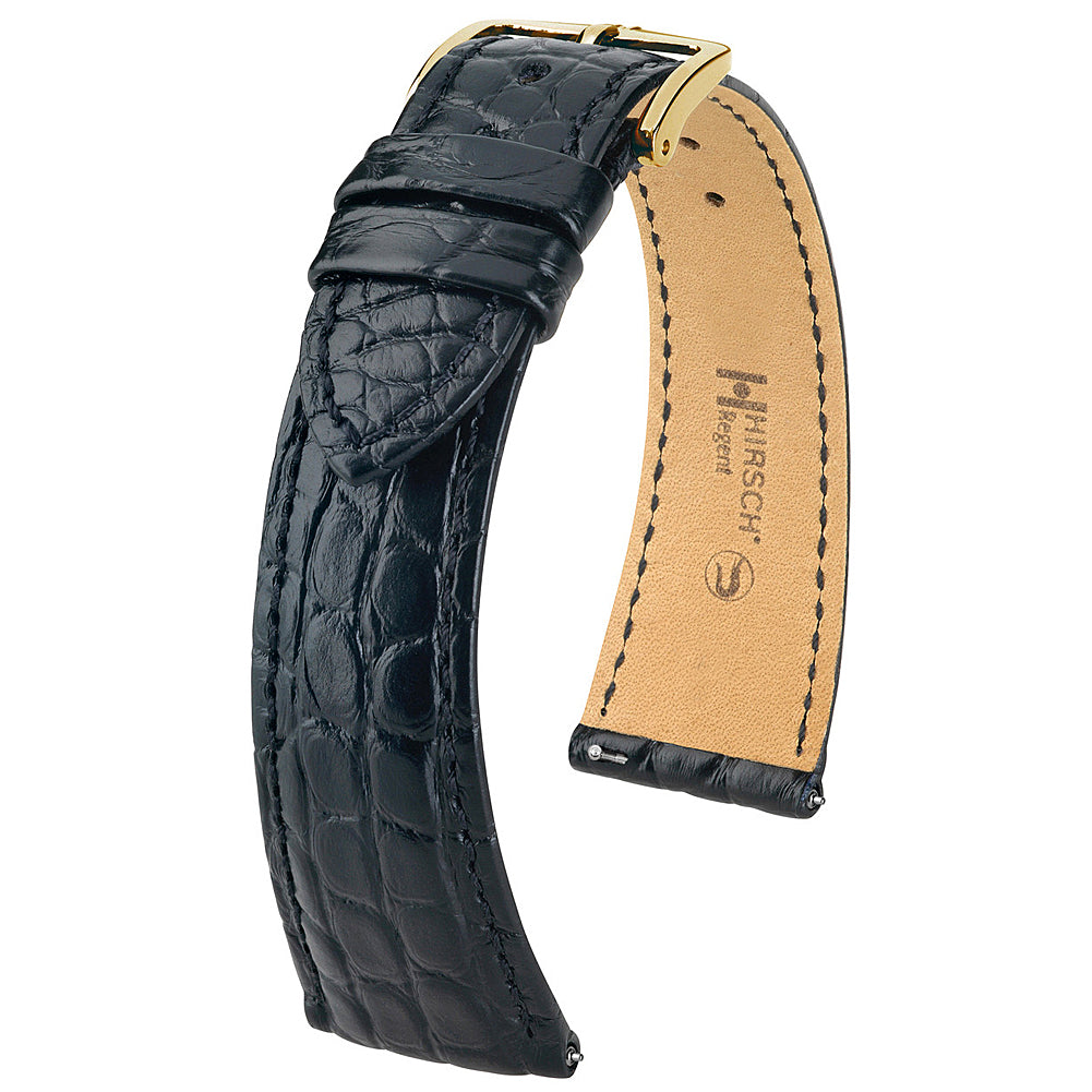 Hirsch Regent Genuine Alligator Black Leather Watch Strap | Holben's