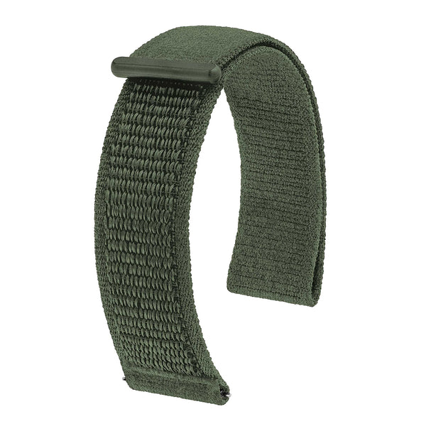 Hirsch Vocem Hook-and-Loop Nylon Watch Strap Green - Holben's