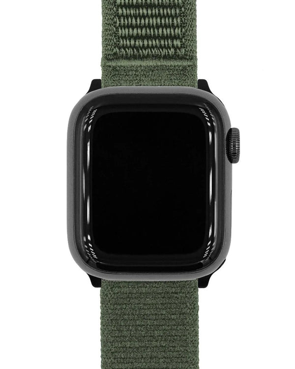 Hirsch Vocem Hook-and-Loop Nylon Watch Strap Green - Holben's