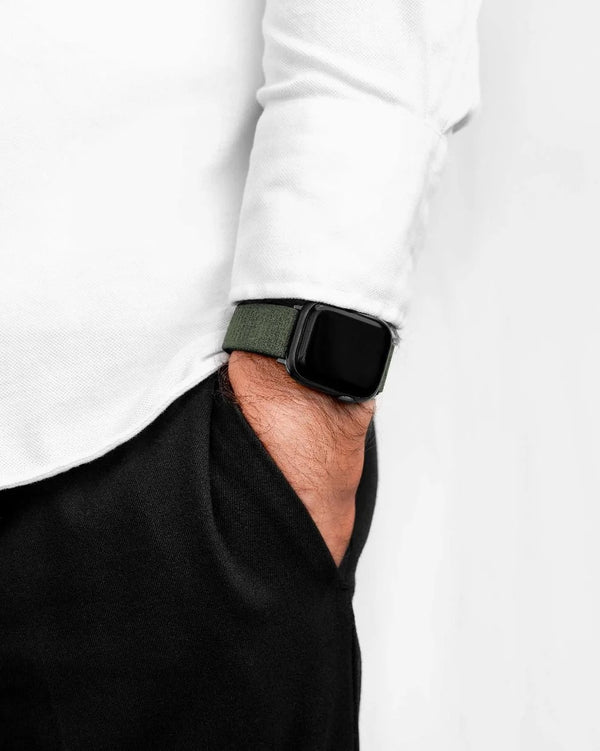 Hirsch Vocem Hook-and-Loop Nylon Watch Strap Green - Holben's