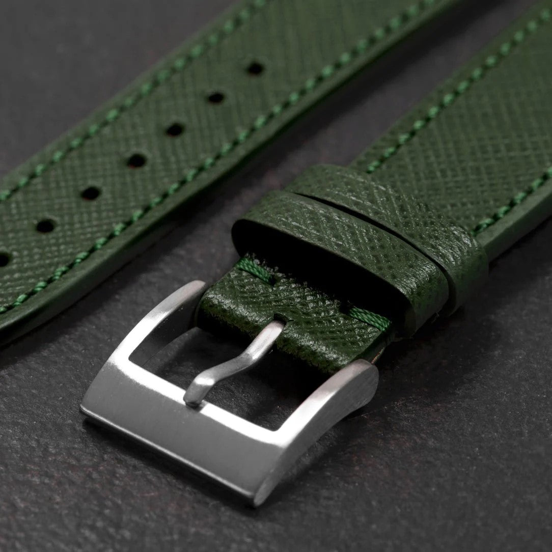 Molequin Racing Green Saffiano Leather Watch Strap | Holben's