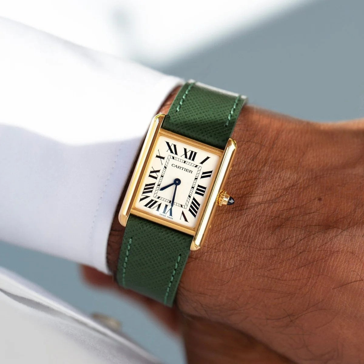 Molequin Racing Green Saffiano Leather Watch Strap | Holben's