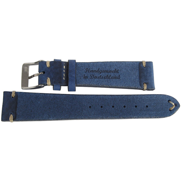 Fluco Hunter Blue Leather Watch Strap - Holben's Fine Watch Bands
