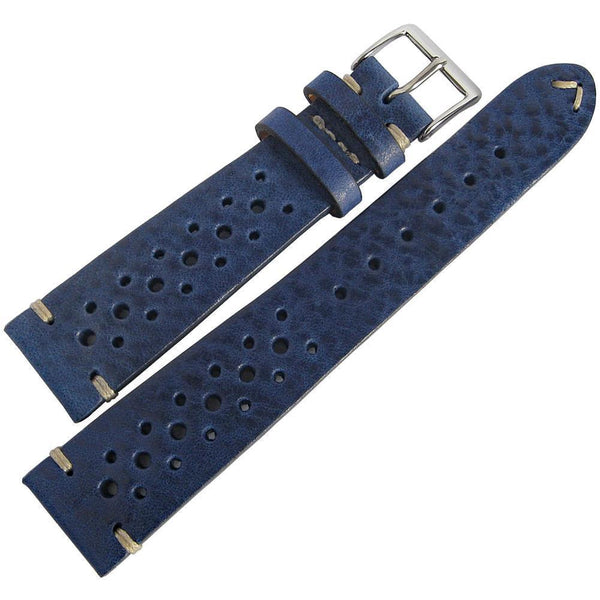Fluco Hunter Racing Blue Leather Watch Strap-Holben's Fine Watch Bands
