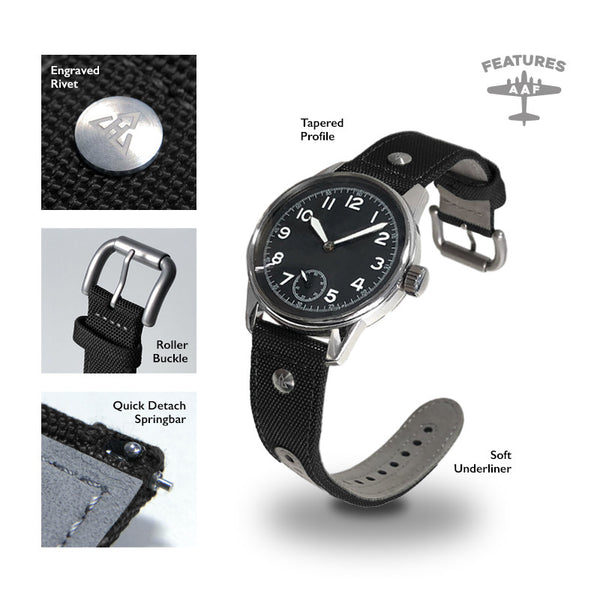 Haveston  Service Series AAF Black Watch Strap | Holben's