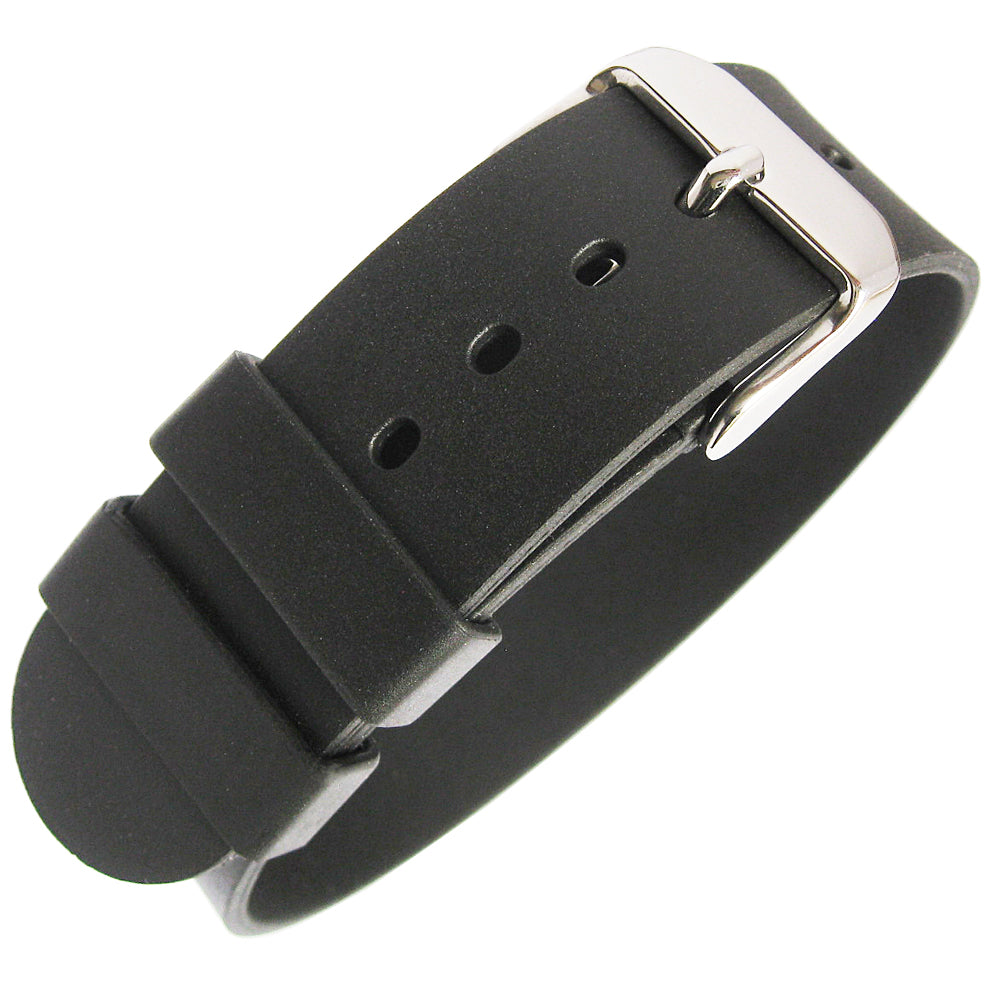 Bonetto Cinturini 298 Black Rubber Watch Strap - Holben's Fine Watch Bands