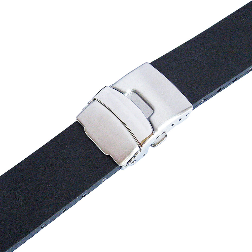 Bonetto Cinturini 300L Black Rubber Watch Strap-Holben's Fine Watch Bands