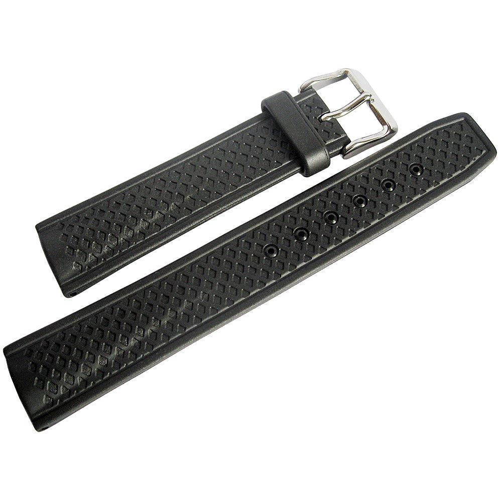 Bonetto Cinturini 302 Black Rubber Watch Strap - Holben's Fine Watch Bands