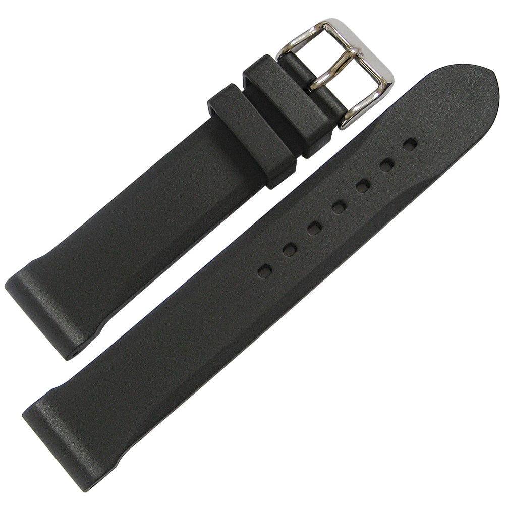 Bonetto Cinturini 306 Black Rubber Watch Strap - Holben's Fine Watch Bands