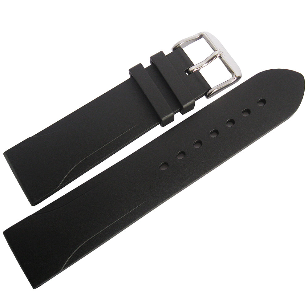 Bonetto Cinturini 315 Black Rubber Watch Strap - Holben's Fine Watch Bands