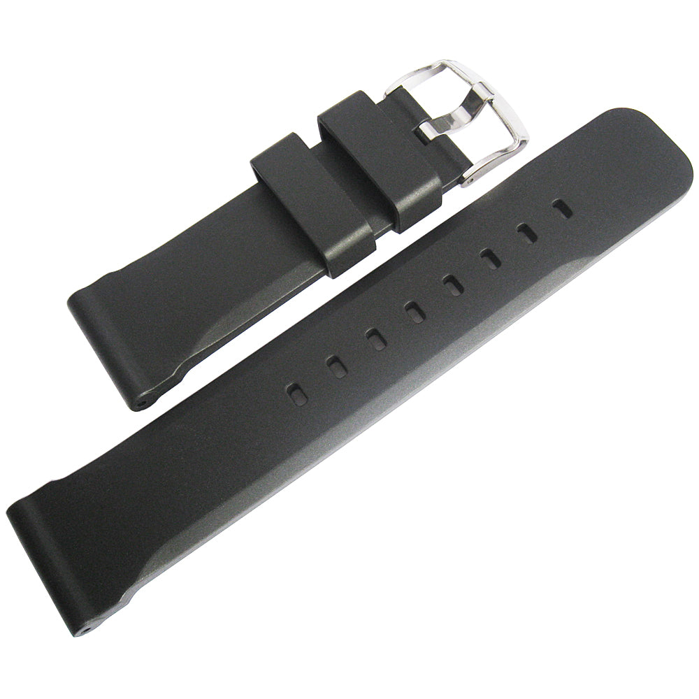 Bonetto Cinturini 317 Black Rubber Watch Strap - Holben's Fine Watch Bands